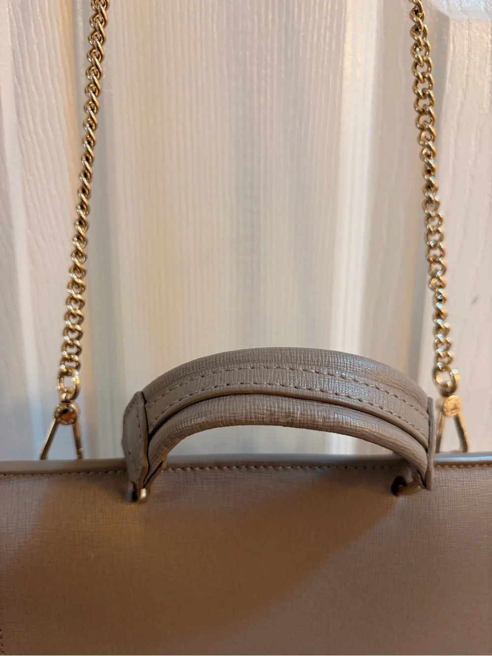 Furla Saffiano Leather Top-Handle Satchel with Gold Hardware
